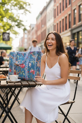 Bronwyn Floral Bird Print Tote Bag