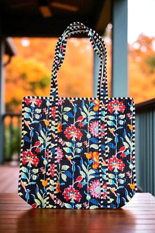 Lennox Black Floral Tote Bag