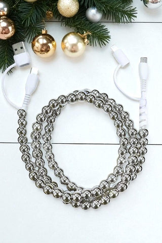 ETA 10/20 - Updated Silver Beaded Cord Phone Charger