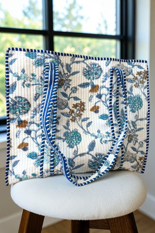 ETA 3/9 - Sasha Blue and White Floral Tote Bag