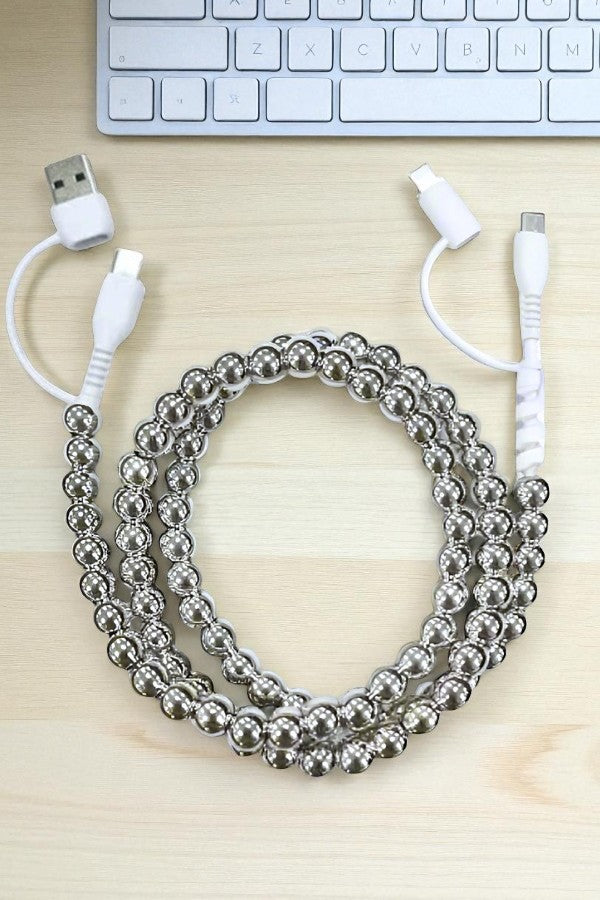 ETA 9/22 - Updated Silver Beaded Cord Phone Charger