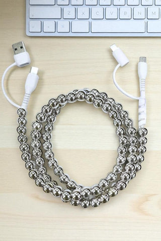 ETA 9/22 - Updated Silver Beaded Cord Phone Charger